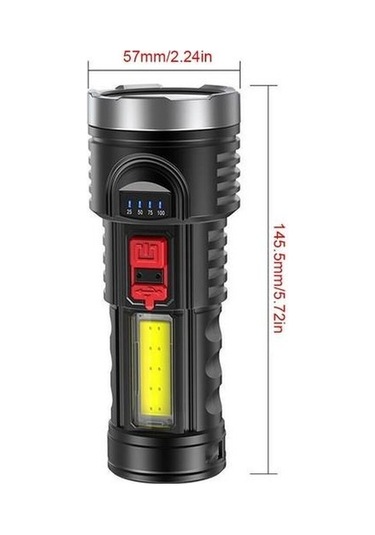 Soulader Şarj Edilebilir Xenon El Feneri - Taşınabilir, Çok Fonksiyonlu, Usb İle Şarj, Dayanıklı Ve Güçlü Işık Kaynağı Siyah