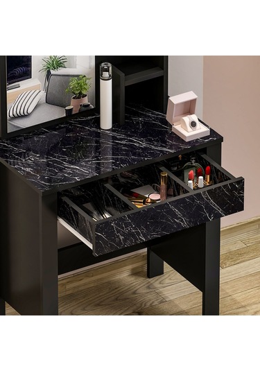 Gupse Makyaj Masası Siyah - Royal Mermer