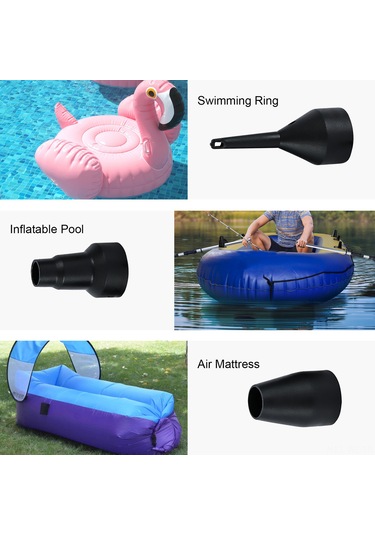 Wezone 12v Elektrikli Hava Pompa, 3 Uçlu, Hızlı Şişirme/boşaltma, Taşınabilir, Araç Ve Dış Mekan Kullanıma Uygun, Abs Malzeme, Pl-8103