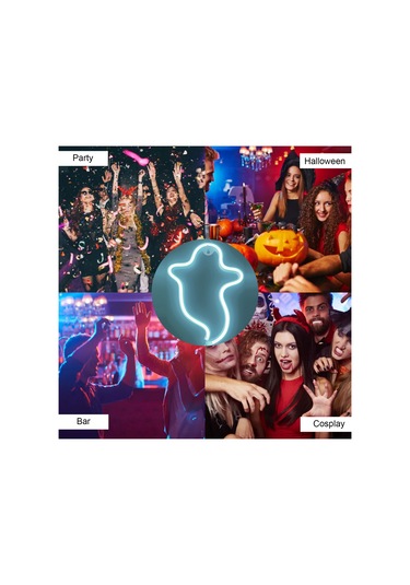 Maiyame Halloween Hayalet Led Işığı - 3xaa Pil Ve Usb Çift Besleme - Sürekli Aydınlatma - Beyaz Işık Beyaz