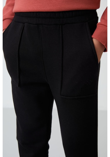 Tommy Life Kiremit-siyah Pamuklu Kalın İçi Tüylü Yumuşak Dokulu Standart Fit Baskılı Erkek Çocuk Eşofman Takım Kiremit