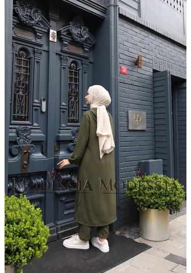 Kadın Haki Aerobin Uzun Kapşonlu İkili Takım T0216 Haki