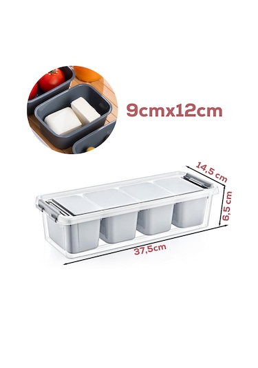 Porsima Org-457 6 Parça 4 Bölmeli Kahvaltılık Seti Saklama Kabı