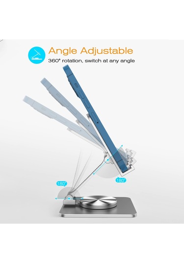 Yunboo 360 Dönebilen Katlanabilir Metal Telefon & Tablet Standı - Gri Siyah