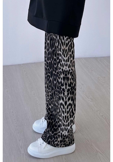 Kahijab Leopar Desen Pantolon - Siyah Siyah