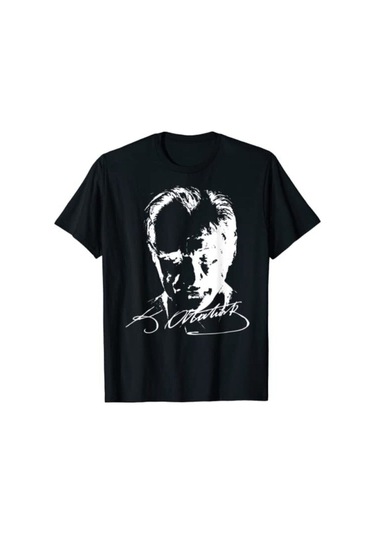 Nacar Store Unısex Siyah Atatürk Baskılı T-shirt