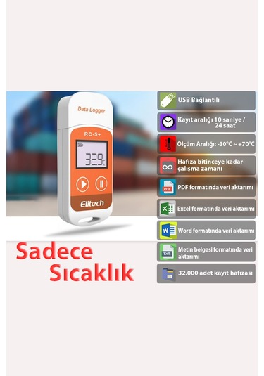 Elitech Plus Sıcaklık Kayıt Cihazı Datalogger Otomatik Pdf Rc-5+ Thr379