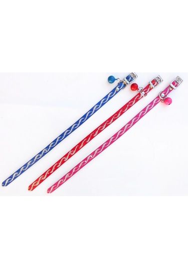 Zilli Kedi Boyun Tasması Tokalı Simli Tasma Kırmızı Hrb-003