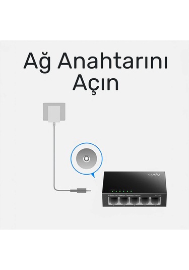 Cudy Fs105 5port 10/100mbps Duvar Montajlı Metal Masaüstü Switch