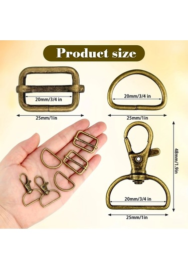 Fochsia 56 Parça Çanta Aparatı Seti 14 Antik Bronz Anahtarlık 21 D Halkası 21 Sürgülü Kulp