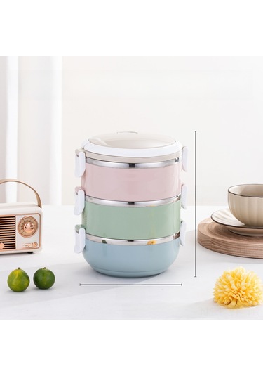 Yifomall 304 Çelik Isı Saklama Yemek Kutusu - 3 Katlı Bölmeli, Hermetik Kapaklı, Günlük Kullanım İçin Pratik Hediyelik Yemek Kutusu Diğer