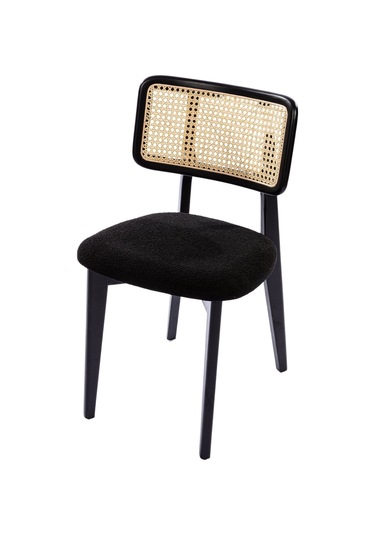 Zeus Hazeranlı Hasırlı Model Ahşap Bohem Sandalye Siyah - Siyah