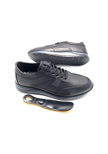 Umut Büyük Numara Hakiki Deri Ortopedik Erkek Ayakkabı Siyah