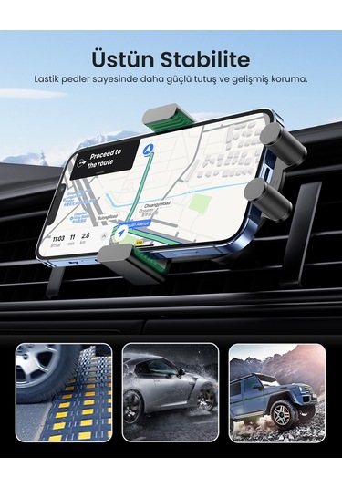 Ugreen Magsafe 15w Kablosuz Araç İçi Hızlı Şarj Cihazı, Otomatik Sensörlü Tutucu, Siyah, 40118