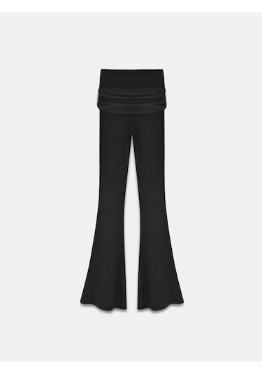 Dilvin 71957 Bağlama Detaylı Örme Pantolon-siyah