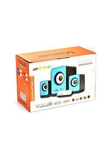 FT202BT 2+1 Bluetoothlu Kumandalı Mini Masa Üstü Hoparlör Mavi