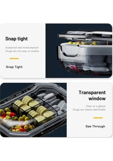 Tongxida Stil Bosphorus: Sones Mühürlü Mini Kutu, Haftalık 6 Fl Gri Bölmeli Akşam Kullanımı Std