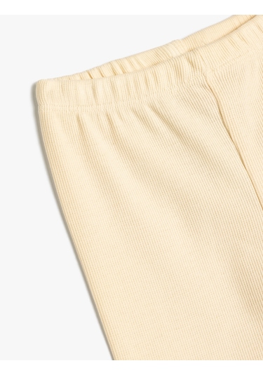 Koton Basic Ribanalı Tayt Beli Lastikli Pamuklu Bej 5wmg40037ak Ekru