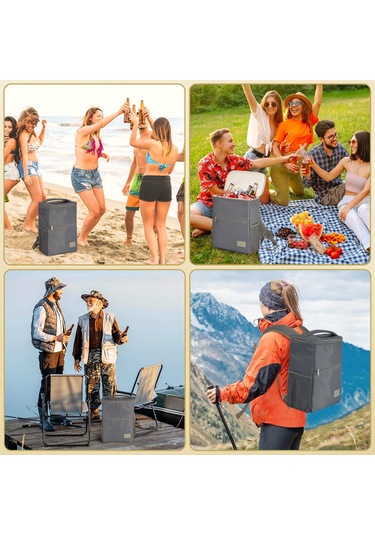 Haegs Termal Sırt Çantası Yalıtımlı Termos Soğutucu Çanta, Erkek Kadın Buzluk Çanta Soğutucu, Kamp Plaj Balıkçılık Öğle Yemeği Piknik Beslenme Yemek Taşıma Çantası Duman Gri