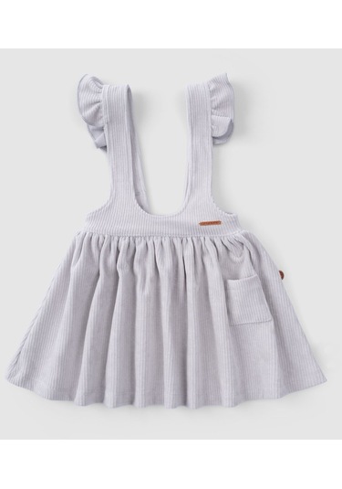 Fitilli Kadife Bebek Jile Elbise Gri