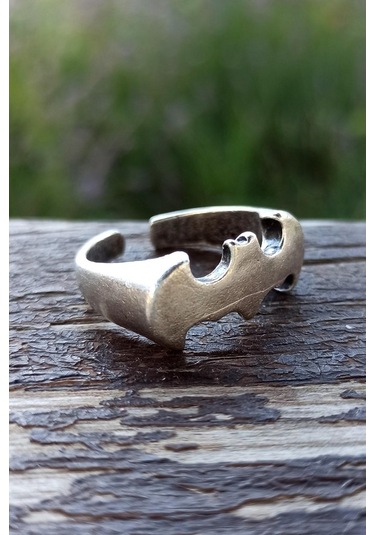 Antik Gümüş Kaplama Yarasa Adam Batman Şekilli El Yapımı Ayarlana - 549003366 Çok Renkli