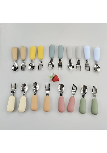 Bebek Alet Sofra Seti Çocuk Eşyası Paslanmaz Çelik Yürümeye Ekru