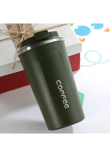 Çift Paslanmaz Çelik 304 Kahve Kupa Araba Termos Kupa Seyahat Termo Kupası 510ml Yeşil