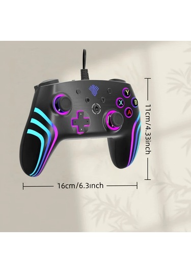 Elmpaly Black Oyun Kumandası Titreşimli Xbox 360 Pc Ps4 Ps3 Switch İçin Aydınlatmalı
