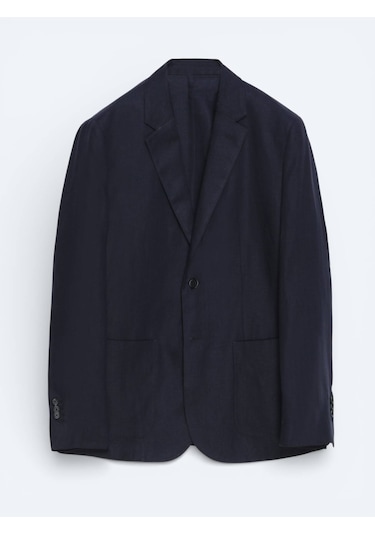 Kip Renkli Mikro Modern Fit %100 Keten Ceket Renkli