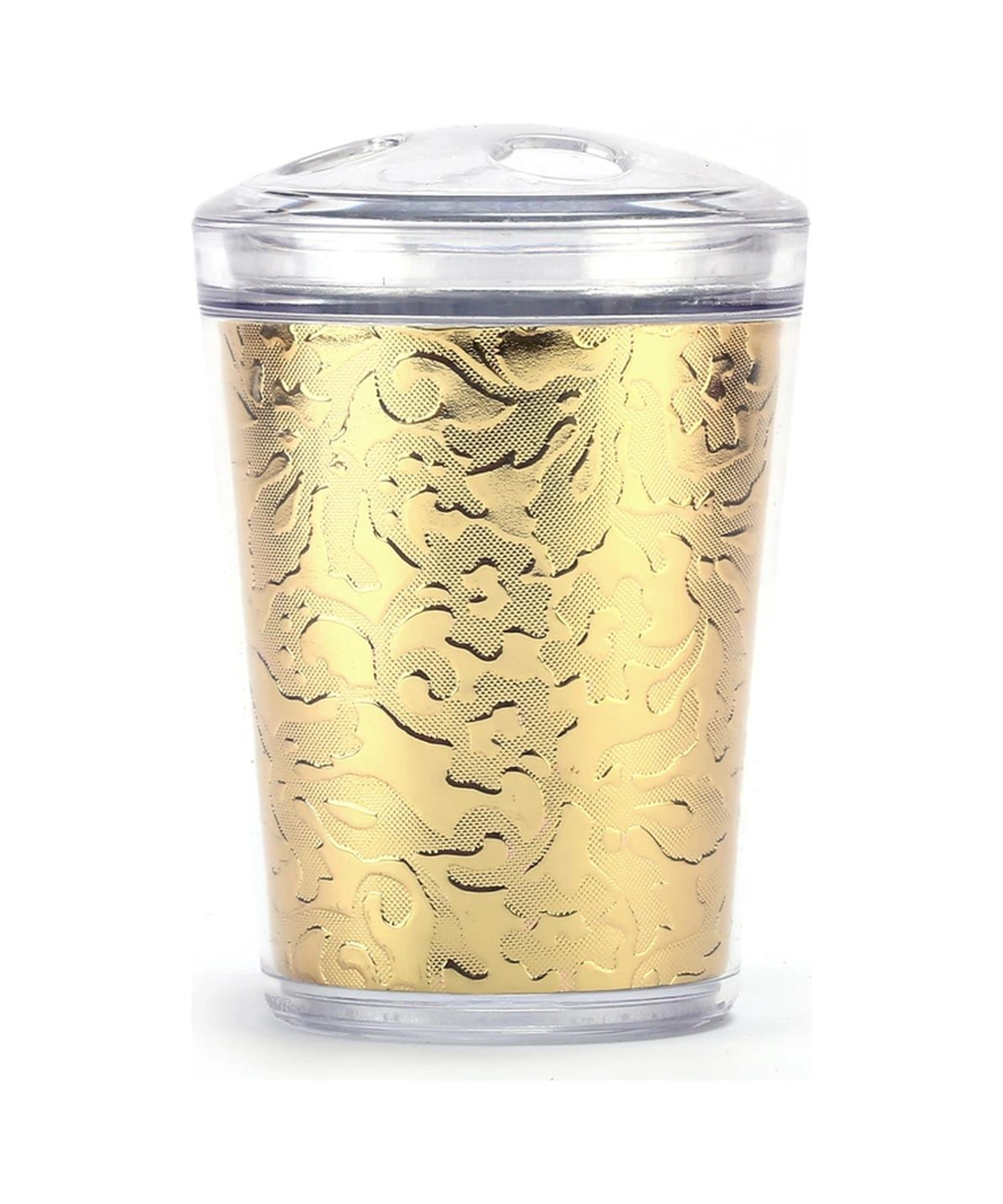 2 Adet Diş Fırçalık Altın Yaprak Akrilik 9x9x12cm Banyo Seti Çok Renkli