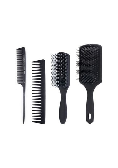 Yifomall Erkek Şekillendirme Masaj Tarağı Seti - 9 Sıralı Geniş Dişli Saç Bakımı Ve Yağlı Saçlar İçin 4 Parça