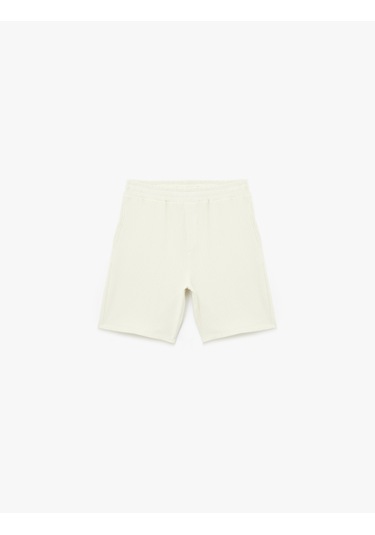 Koton Pamuklu Cep Detayı Fitilli Bermuda Şort Beyaz 5sam40077mk Beyaz