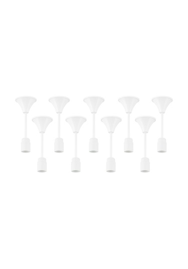 E27 Tij Duy 9'lu Set Korumalı Muhafazalı Lamba Duy Aparatı Beyaz Uzatma Duy