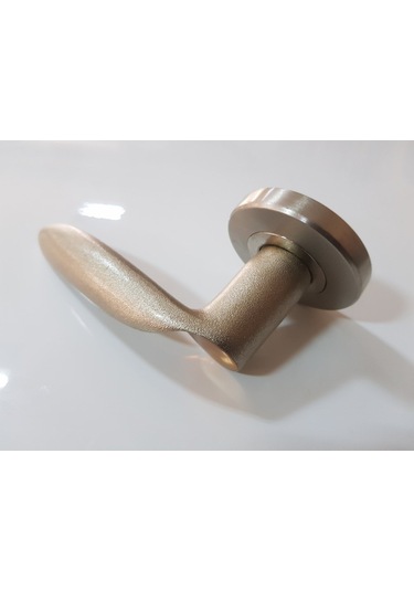 Çelik Kapı Kolu Rozetli Prinç Neptün Lazer Labrifin Sol