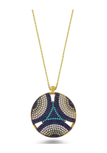 Zirkon Taşlı Nazar Boncuğu Kolye (498587417)