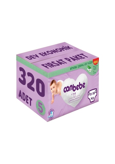 Canbebe Bebek Bezi 5 Numara 11-18kg Junior 320 Adet Dev Ekonomik 8'li
