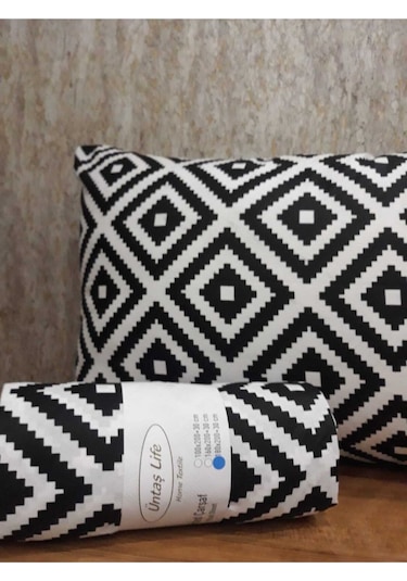 Üntaş Tek Kişilik Lastikli Çarşaf +1 Adet Yastık Kılıfı Diagonalsiyahbeyaz Ecdia1