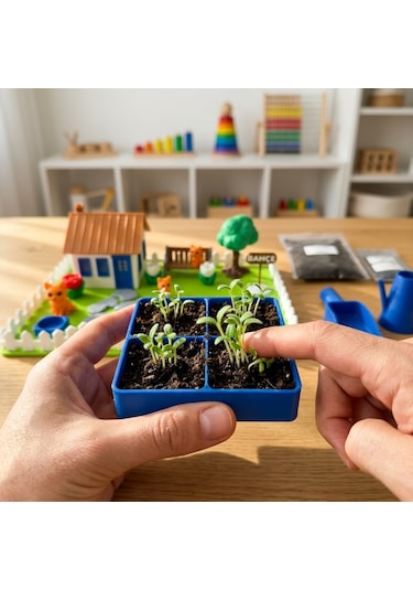 Kutpia Mini Bahçe Çocuk Oyun Ve Eğitim Seti 25x19cm - Sevimli Kediler Mavi