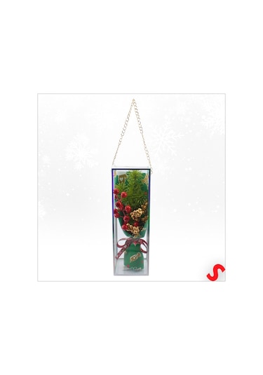Pvc Kutulu Kokinalı 26cm X 8,5cm Yılbaşı Buketi - Yeşil