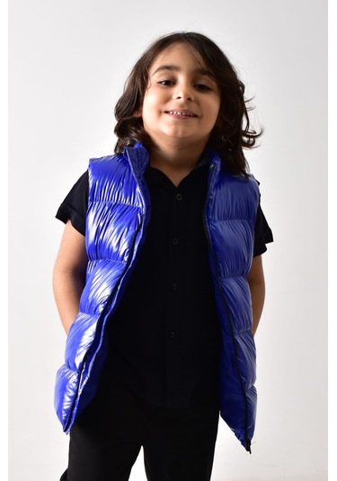 Banada Moda Erkek Çocuk Parlak Mavi Şişme Yelek
