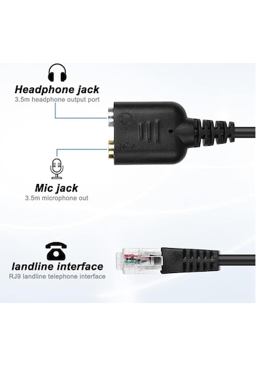 Rj9 To 2 X 3.5mm Kulaklık Ve Mikrofon Çevirici Adaptör Kablosu