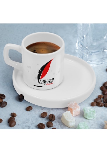 Bk Gift Kişiye Özel Sunum Tabaklı Avukat Tasarımlı Kahve Fincanı-7, Sevgiliye Hediye, Arkadaşa Hediye, Avukata Hediye Kobitmeyen137771 Bk Gift