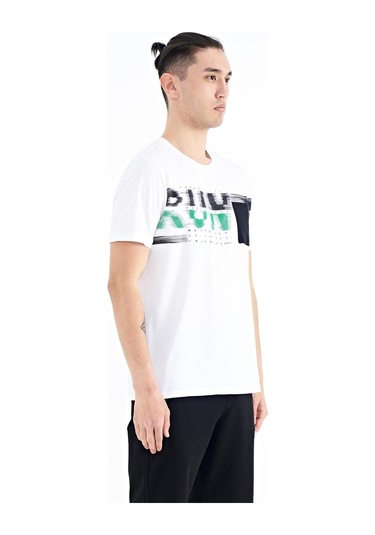 Tommy Life Beyaz Ön Cep Detaylı Baskılı Standart Kalıp Erkek T-shirt - 88200 001