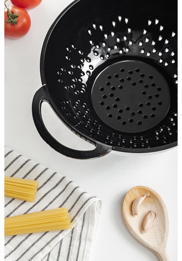 Akrilik Siyah Makarna Süzgeçi & Sebze Meyve Süzgeçi Çok Renkli