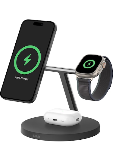 Belkin Boostcharge Pro Qi2 15 W 3'ü 1 Kablosuz Şarj İstasyonu