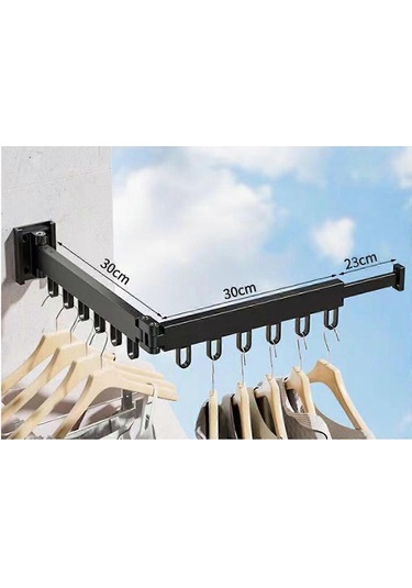 Ganzhoushop Geri Çekilebilir Çamaşır Kurutma Rafı Katlanır Elbise Askısı Duvara Monte İç Ve Dış Mekan Tasarrufu, 12 Alüminyum Halka İle 2 Katlı Siyah Çok Renkli