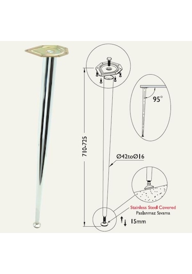 Gürçayhırdavat Masa Ayağı 11.460 - 42-16Mm Konik Açılı (4 Adet)
