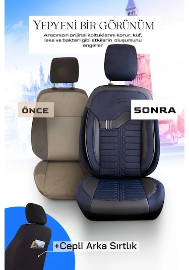 Panda Londra Serisi İngiliz Jakar Kumaş Oto Koltuk Kılıfı - Tam Set