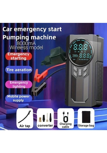 4 Ü 1 Arada Lastik Şişirici Akü Takviyesi Powerbank Led Işı