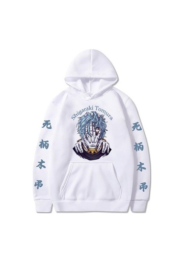 Komik Anime Mha Tomura Shigaraki Baskı Erkek Loog Kollu Harajuku My Hero Academia Baskı Kapüşonlular Sonbahar Kış Unisex Kazak Beyaz
